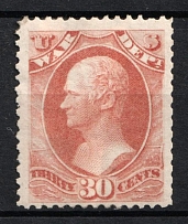 1873 30c Hamilton, Official Mail Stamps 'War', United States, USA (Scott O92, Rose, CV $130)