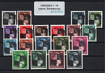 1945 DRESDEN Local Issue 1pf - 80pf, Germany, Overprint on Hitler's head (MNH)