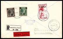 1940 (16 Dec) Luxembourg, German Occupation, Germany, Registered Express Cover from Luxembourg to Lorch franked with 3pf, 50pf and 60pf (Mi. 17, 29 - 30, CV $220)