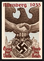 1933 'Nuremberg 1933 United the People. Strong the Reich 1933', Propaganda Postcard, Third Reich Nazi Germany