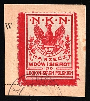 1915-17 'NKN' on piece, Polish Legion in Russia, for Widows and Orphans, Military Mail, Poland (Fi. 5, Certificate, Signed, Used, CV $60)