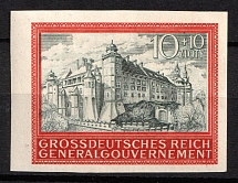 1944 10zl General Government, Germany (Mi. 125 U, Full Set, Imperforate, CV $40, MNH)