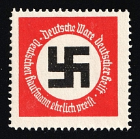 1933-1945 'German Beilt German Goods Dentschen Haufmann', Propaganda Label Stamp, Third Reich Nazi Germany