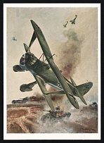 1923-1945 'Henschel Stuka Hs 123', Propaganda Postcard, Third Reich Nazi Germany