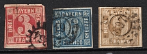 1862 Bavaria, German States, Germany (Mi. 9 - 11, Canceled, CV $50)