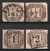 1870 North Germany, German States, Germany, Official Stamp (Mi. 2 - 5, Used, CV $50)