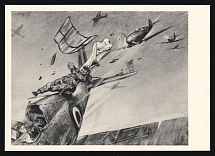 1923-1945 'Air Victory of a Messerschmitt Me 109 Fighter Over a French Morane', Propaganda Postcard, Third Reich Nazi Germany