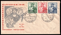 1949 (22 Apr) British and American Zones of Occupation, Germany, FDC Commemorative Cover from Hanover franked with full set of Mi. 103 - 105 (CV $50)