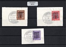 1945 FRANKENBERG Local Issue 3pf - 12pf on pieces, Germany, Official Stamps (Canceled)