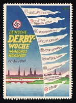 1933-1945 'German Derby Week Hamburg's Folk Festival', Propaganda Label Stamp, Third Reich Nazi Germany