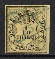 1852 1/10th Oldenburg, German States, Germany (Mi. 4 a, Canceled, CV $160)