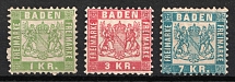 1868 Baden, German States, Germany (Mi. 23 - 25, CV $40)