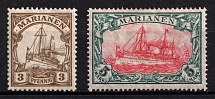 1916-19 Mariana, German Colonies, Kaiser’s Yacht, Germany (Mi. 20, 21 B, CV $40)