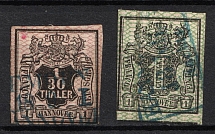 1856-57 Hannover, German States, Germany (Mi. 9 - 10, Canceled, CV $70)