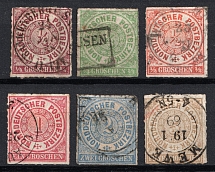 1868 North Germany, German States, Germany (Mi. 1 - 6, Full Set, Used, CV $60)