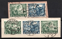 1933 Third Reich on pieces, Germany, Wagner, Se-tenants, Zusammendrucke (Mi. W 47, W 48, Used, CV $140)