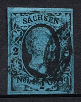 1852-55 7ngr Saxony, German States, Germany (Mi. 7, Used, CV $90)