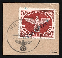 1944 Military Mail 'INSELPOST' Field Post Feldpost on piece, Germany (Mi. 10 B b I, Signed, CV $100, Used)