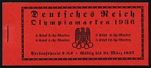 1936 Complete Booklet with stamps of Third Reich, Germany, Excellent Condition (Mi. MH 42.1, CV $260)