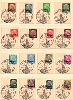 1940 Alsace on pieces, German Occupation, Germany (Mi. 1 - 16, Full Set, Strasbourg Postmarks, CV $50)