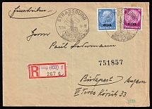 1940 (25 Nov) Alsace, German Occupation, Germany, Registered Cover from Strasbourg to Budapest franked with 25pf and 40pf (Mi. 10, 12, CV $90)