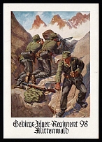 1933-1945 ' Mount Jaeger Regiment 98 Mittenwald', Propaganda Postcard, Third Reich Nazi Germany