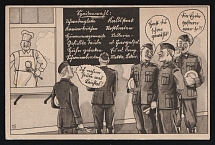 1936-1944 'Menu in the army canteen' Military Caricature Propaganda Postcard, Third Reich Nazi Germany