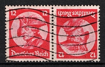 1933 12pf Third Reich, Germany, Tete-beche, Se-tenant, Zusammendrucke (Mi. K 18, Used, CV $50)