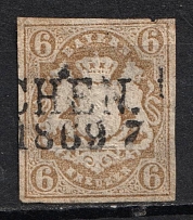 1868 6kr Bavaria, German States, Germany (Mi. 20, Canceled, CV $80)