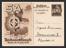 1938 'SA Reich Competition. Berlin 1938', Propaganda Postal stationery, Third Reich Nazi Germany