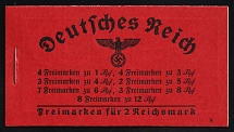 1937-39 Complete Booklet with stamps of Third Reich, Germany, Excellent Condition (Mi. MH 37.4, CV $460)