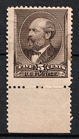 1882 5c Garfield, Regular Issue, United States, USA (Scott 205, Brown, Margin, CV $240)