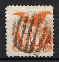 1869 10c Shield and Eagle, United States, USA (Scott 116, Yellowish Orange, Used, CV $110)