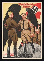 1935 'World Meeting of the Hitler Youth', Propaganda Postcard, Third Reich Nazi Germany