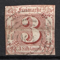 1861 3sgr Thurn and Taxis, German States, Germany (Mi. 17, Canceled, CV $100)