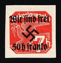 1938 50h on 7h Occupation of Rumburg, Sudetenland, Germany (Mi. 26, MNH)