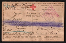 1914-17 Irkutsk Censorship, WWI Censored POW postcard from Irkutsk to Austria with violet boxed censor handstamp 'Viewed by censor 47' and Austria cs