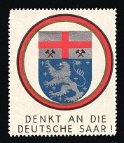 1933-1945 'Think of the German Saar!', Propaganda Label Stamp, Third Reich Nazi Germany