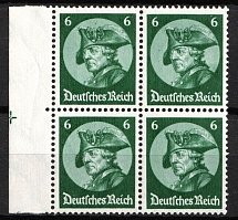 1933 Third Reich, Germany, Block of Four (Mi. 479, Margin, CV $50, MNH)