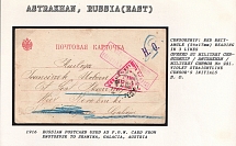 1916 Russian Postcard гsed фs P.O.W. Card аrom Enotoevsk еo Skawina, Galacia, Austria. ASTRAKHAN Censorship: red rectangle (54 x 17 mm) reading in 3 lines