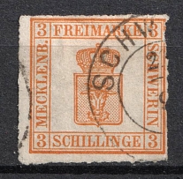 1865 3s Mecklenburg Schwerin, German States, Germany (Mi. 7 I, Used, CV $200)