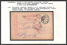 1916 Bilingual (Russian, French) P.O.W. Postcards printed in Rostov-On-Don, from Millerovo, with Novocherkassk, Donets Transit Cancel, to Budapest, Hungary. NOVOCHERKASSK Censorship: violet 2 line marking (61 mm/ 83 mm) reading