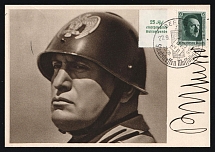 1937 'Italian Fascio 'Carlo Montanari'. Munich of Bavaria Visit of the Duce', Propaganda Postcard, Third Reich Nazi Germany