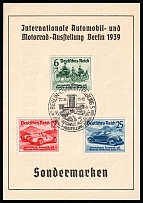 1939 (17 Feb) 'International Automobile and Motorcycle Exhibition Berlin 1939', Third Reich, Germany, FDC Souvenir Card franked with full set of Mi. 686 - 688 (Commemorative Cancellation, CV $50)