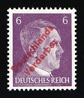 1945 MEISSEN Local Issue 6pf, Germany, Overprint on Hitler's head (Mi. 30, Orange-Red Overprint, Signed, CV $1,690, MNH)