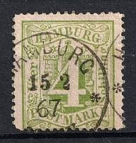 1864 4s Hamburg, German States, Germany (Mi. 16, Used, CV $40)