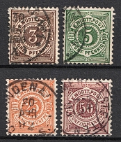 1890 Wurttemberg, German States, Germany (Mi. 55 - 58, Signed, Used, CV $110)