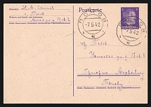 1942 (7 May) 6pf Pskov, Germany Occupation of Russia, Germany, Postal Stationary Postcard