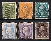 1908-09 Regular Issue, United States, USA (Scott 337 - 342, Used, CV $140)