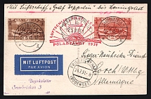 1931 Saar Graf Zeppelin LZ 127 Arctic Polar Flight Saarbrucken via USSR Russia Leningrad Airship pmk and Friedrichshafen (Bodensee) Air Mail postcard PPC (Old Bridge) to Lorch Germany